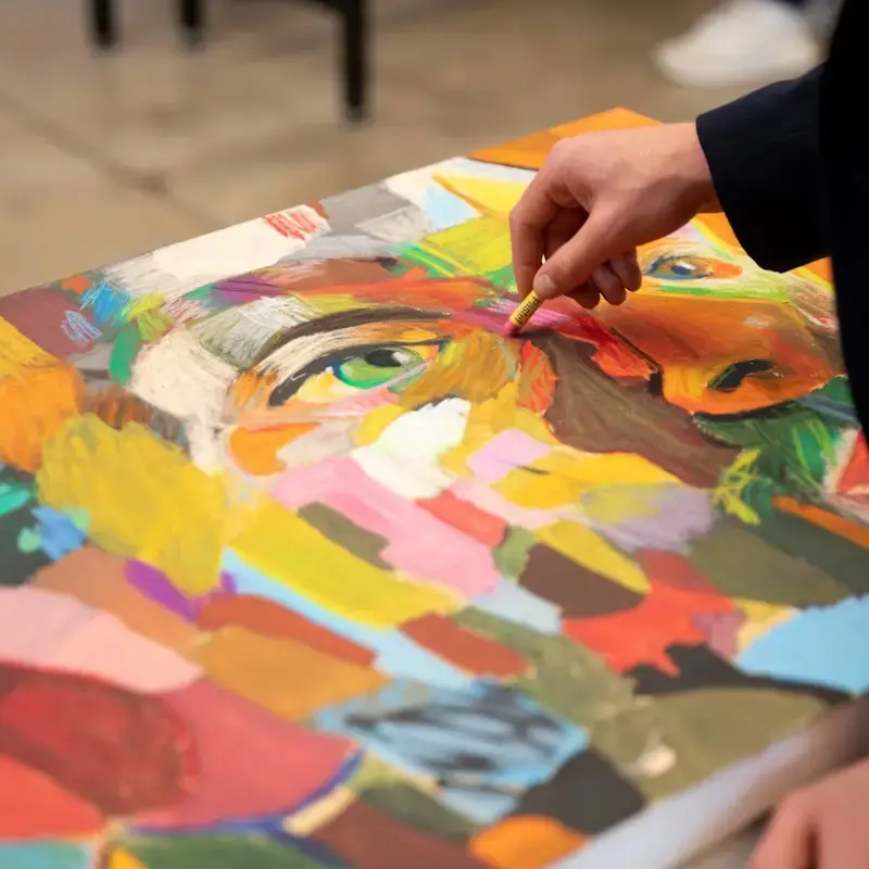 Artwork on a table at Pocklington School 