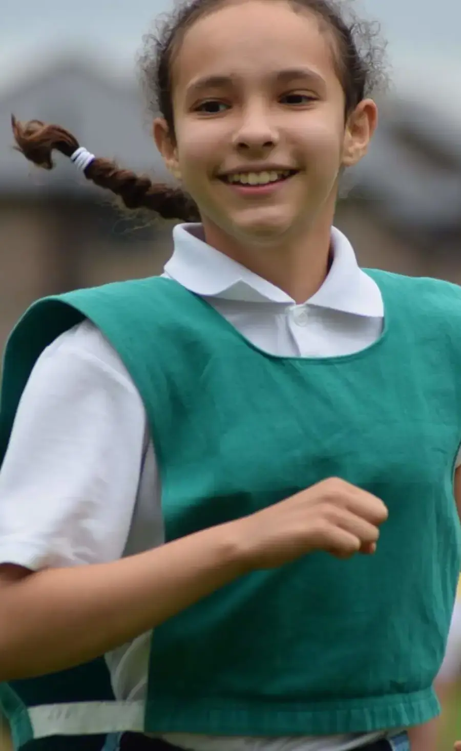 Close up of pupil running in a Pocklington Prep Sports Day race 