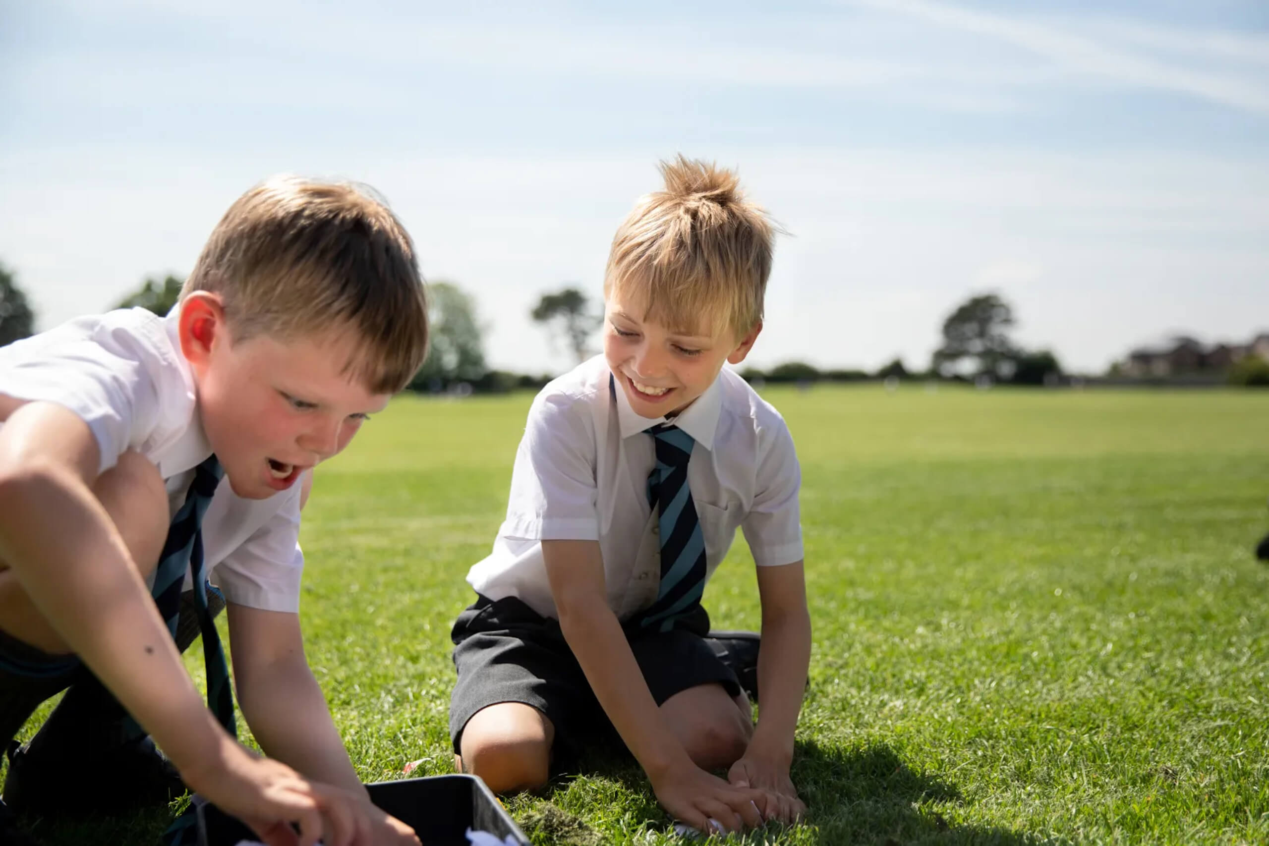 Two Prep school students in the field 