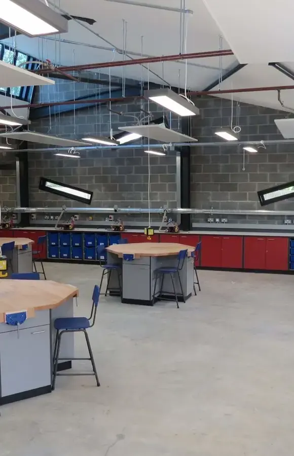 Inside of the Pocklington School art and design centre showcasing one of the Design Technology rooms 