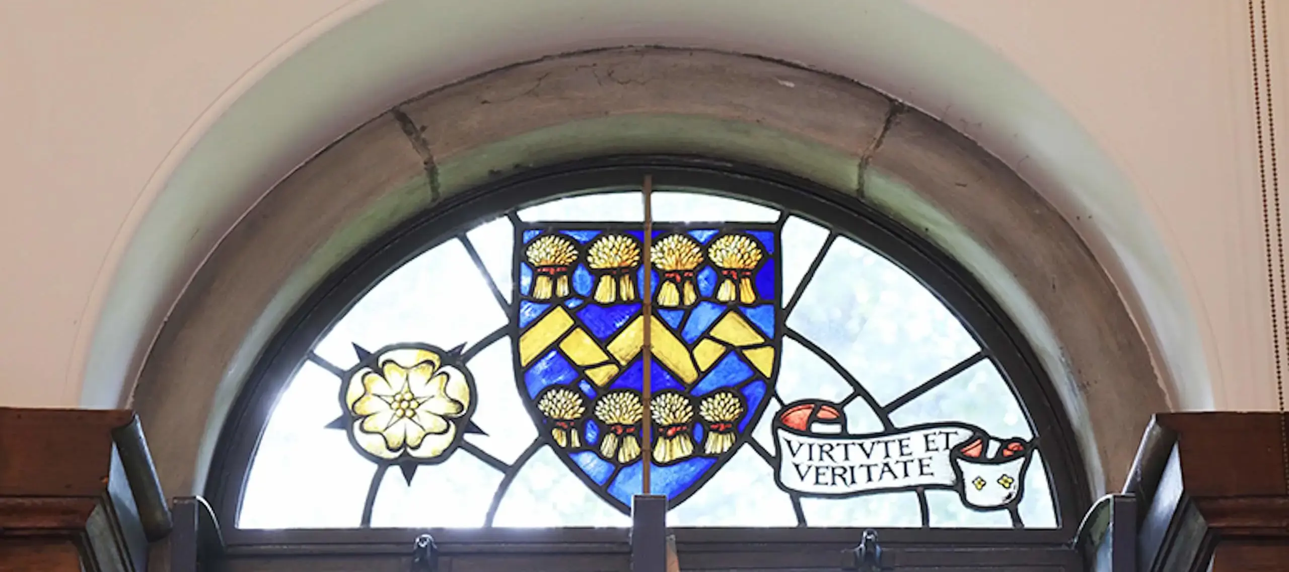 Stained glass window of Pocklington School’s values and virtues