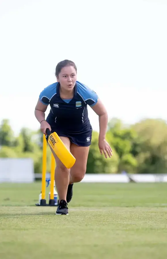 Pocklington School pupil at cricket practice