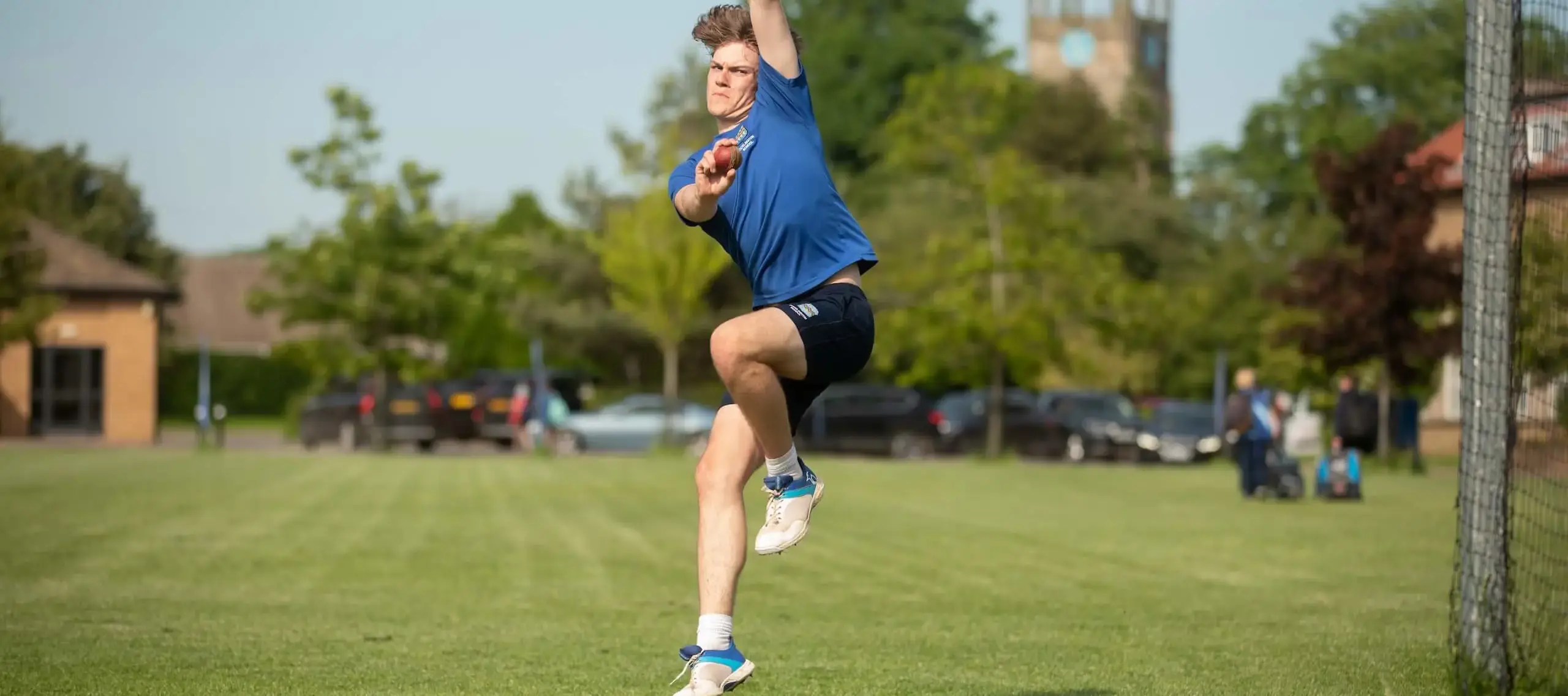 Pocklington School Sixth Former bowling a cricket ball