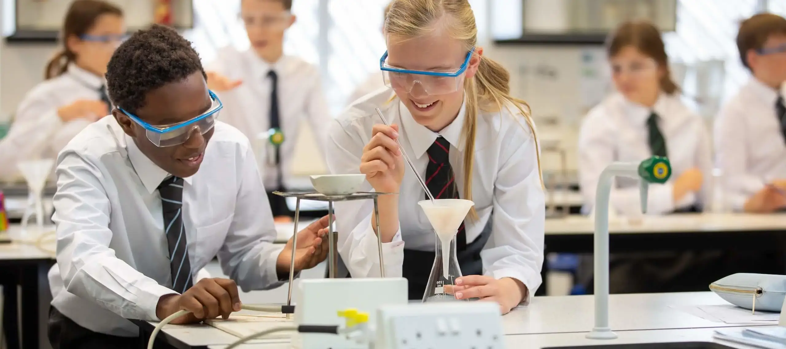 Pocklington School pupils doing a Chemistry experiment