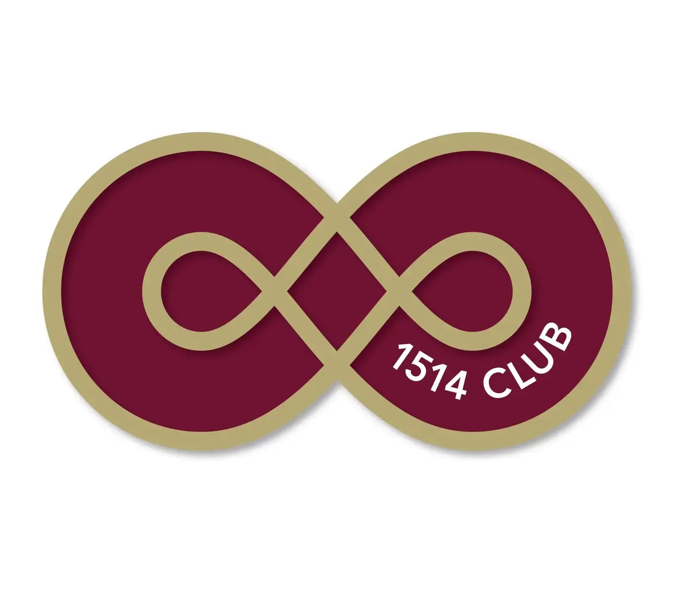 Pocklington School 1514 club logo, burgundy infinity sign