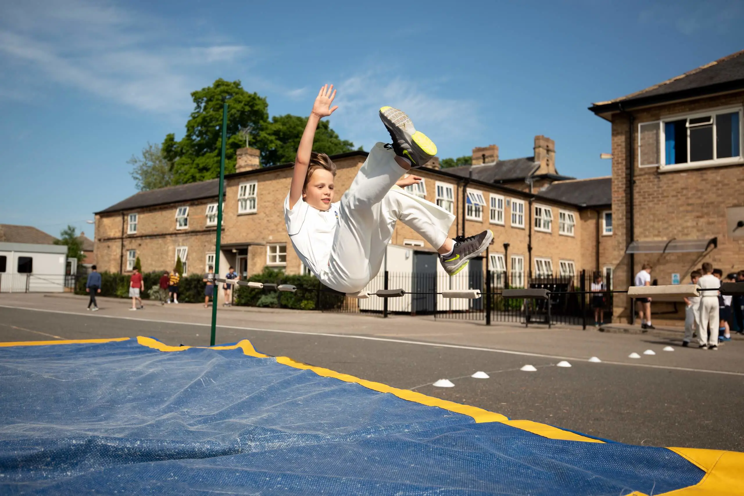 Pocklington School Pupil practises the high jump 