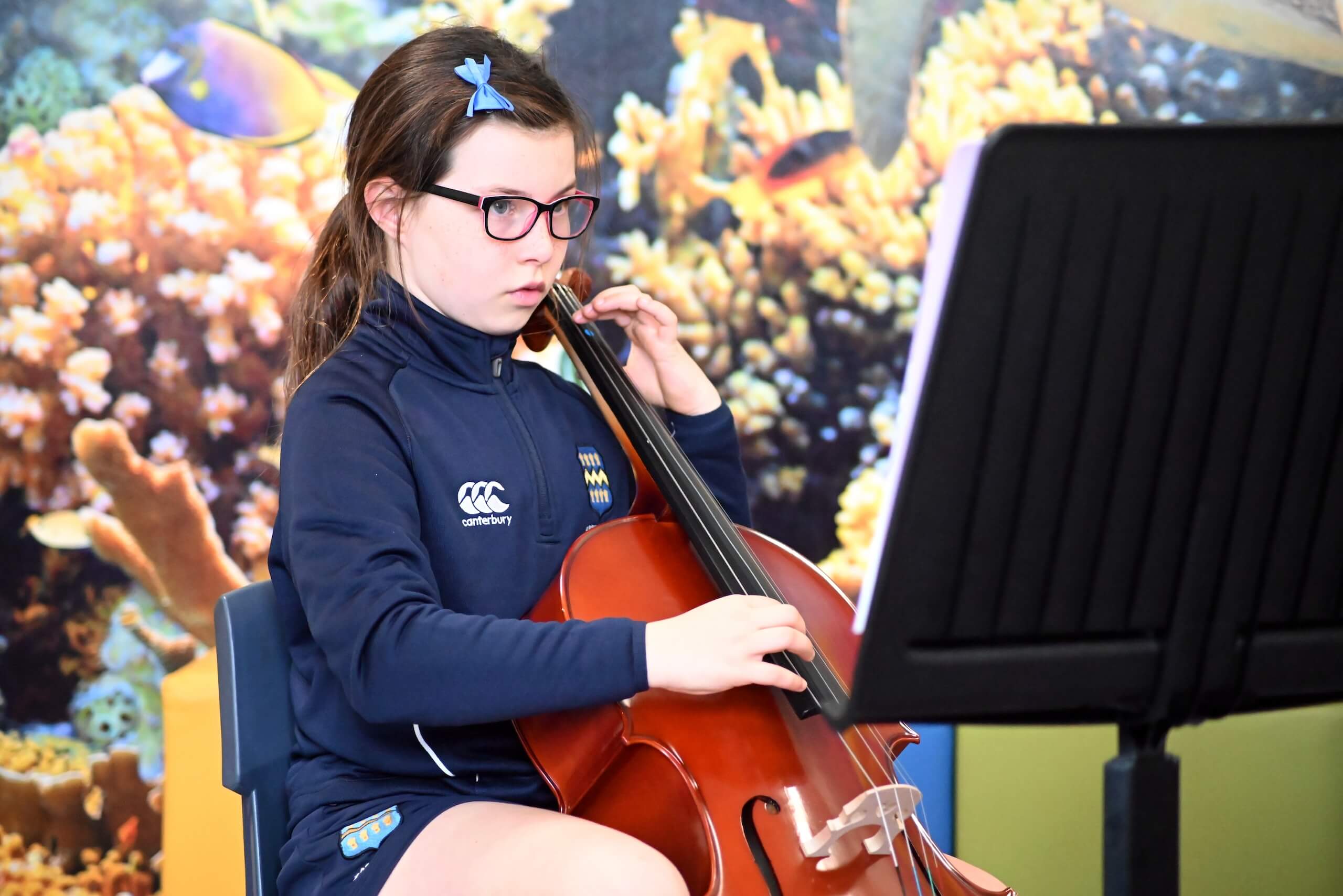 Pocklington School Pupil learning to play cello