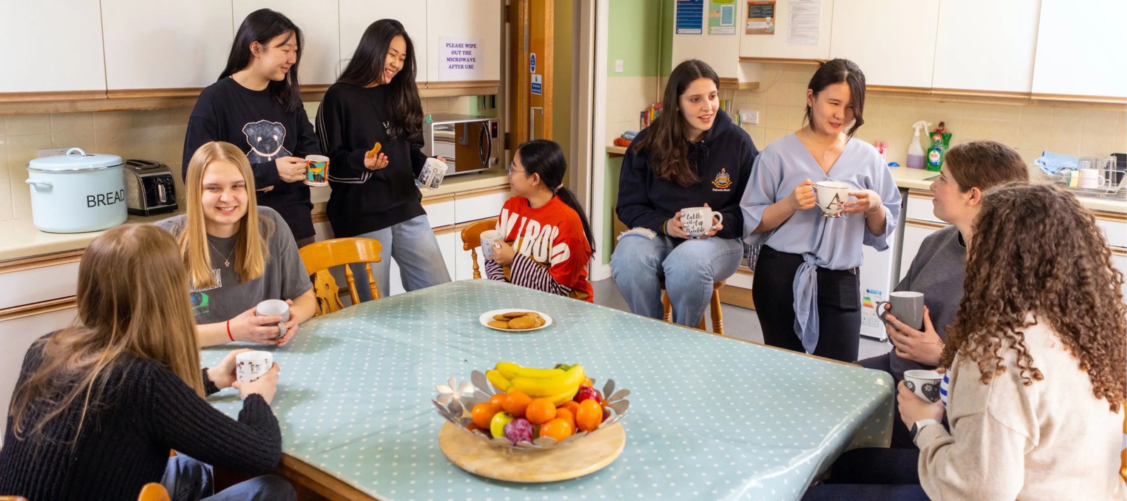 Pocklington School boarders enjoy breakfast together 