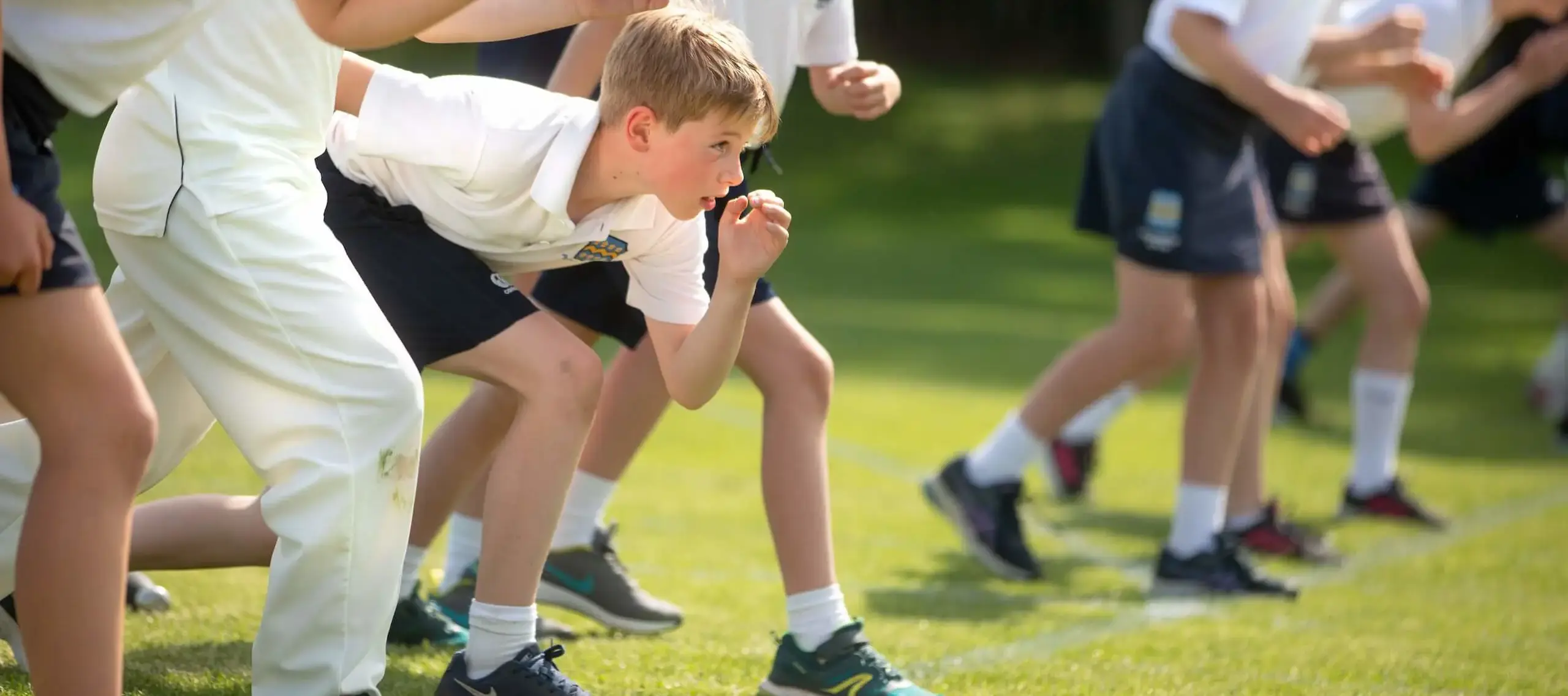 Pocklington Prep School pupils on starting line of race at sports day