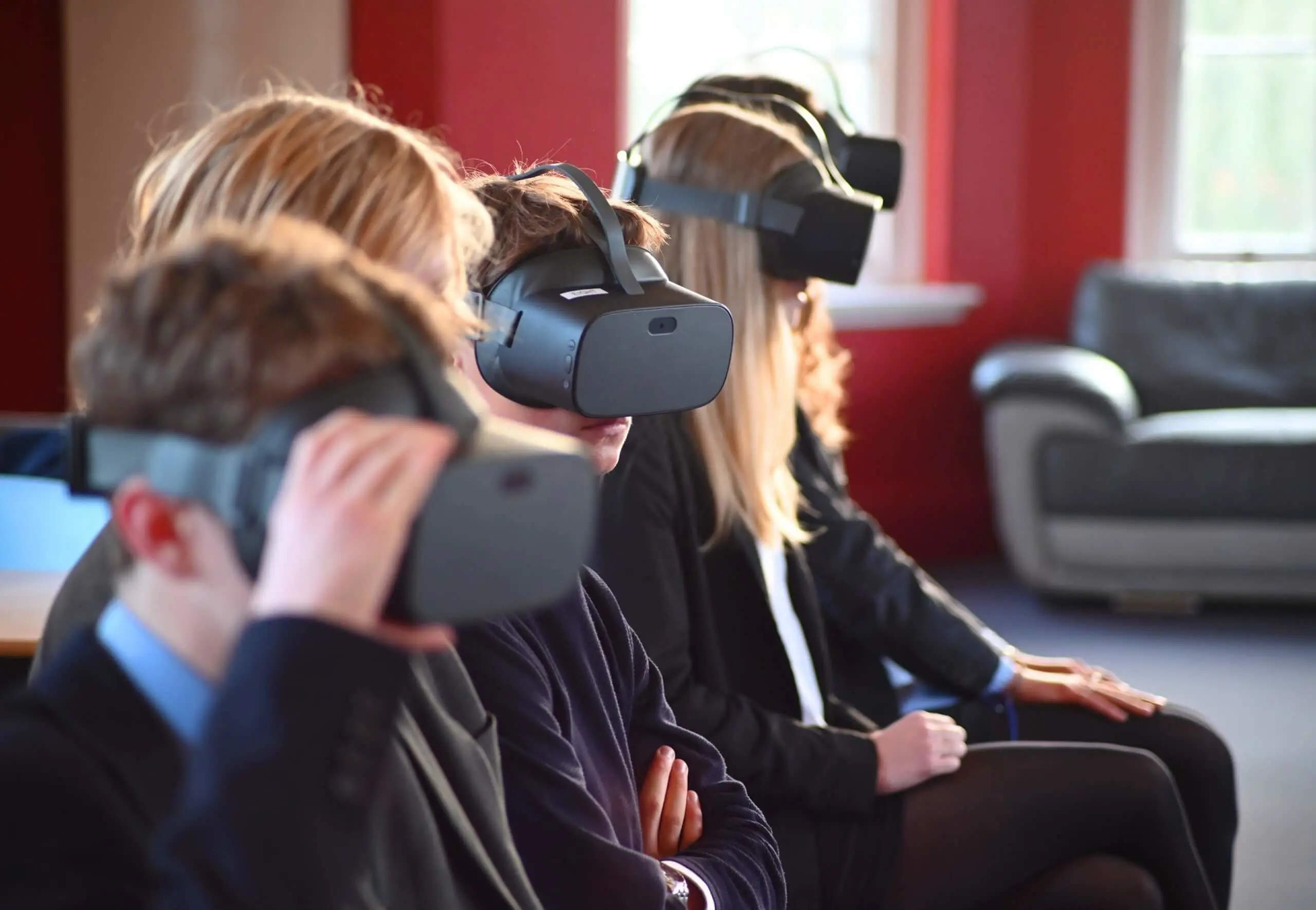 Pocklington Sixth Form students wearing VR googles